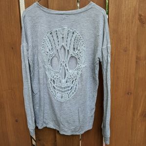 UO Sparkle and fade crochet skull sweater